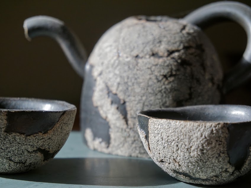 photo: Kyoto tea set and Tierra del Fuego rock